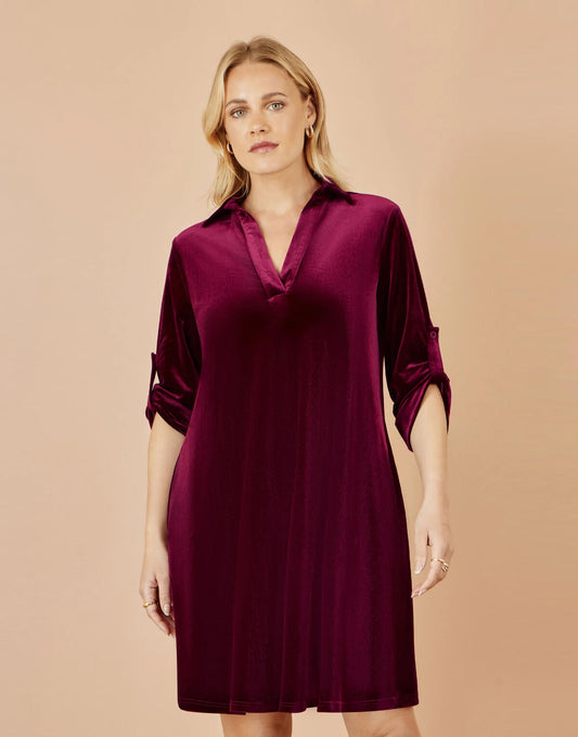 Burgundy Velvet Tunic Dress