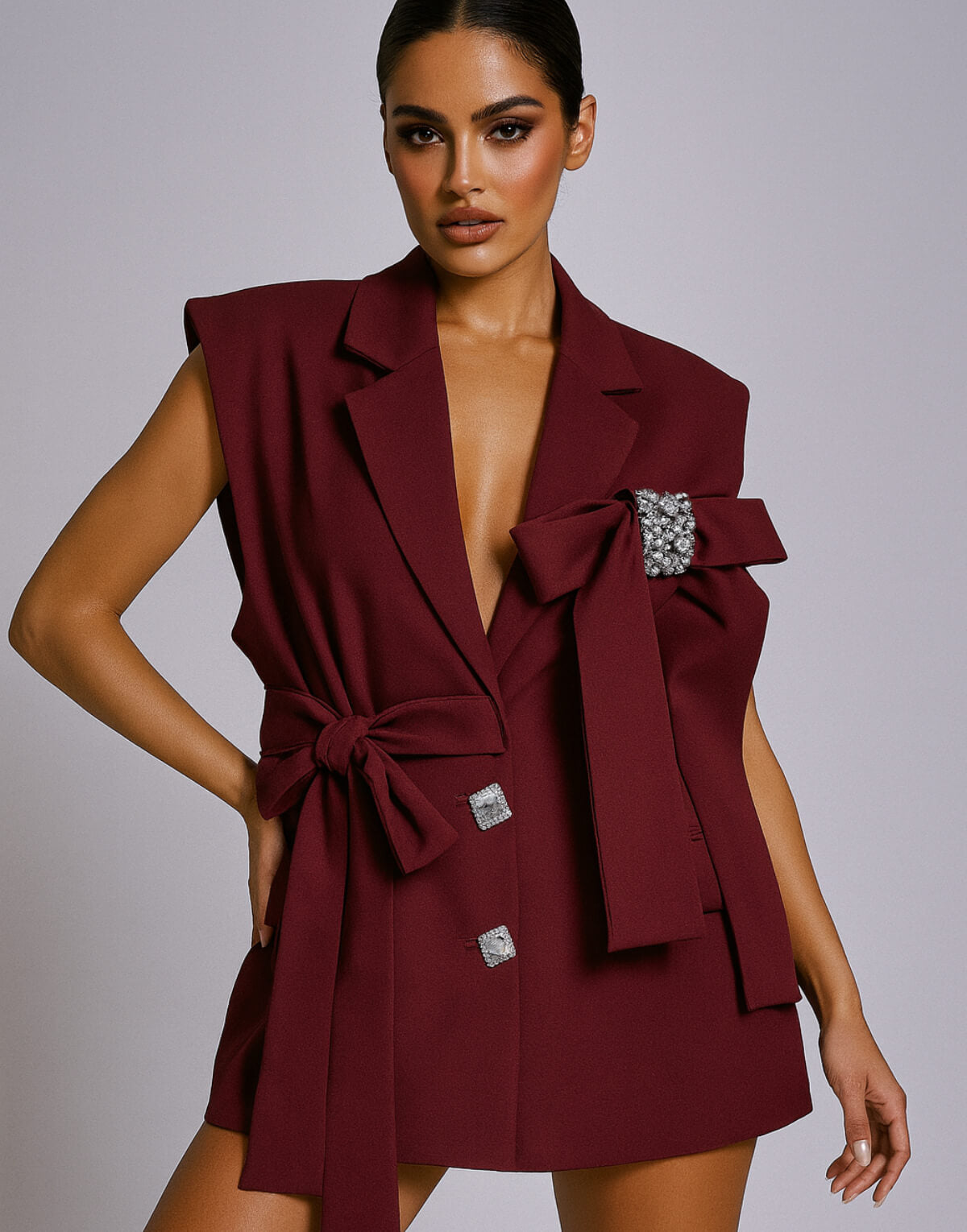 Crystal Bow Blazer Vest