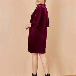 Burgundy Velvet Tunic Dress