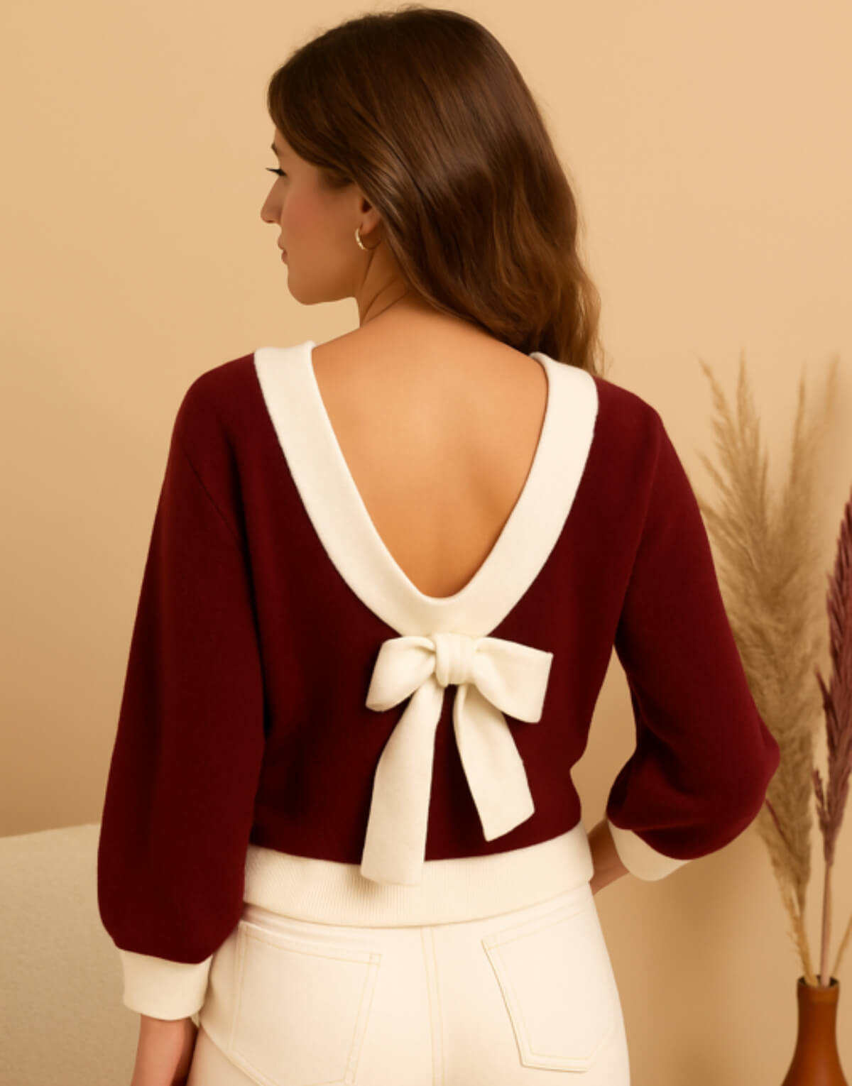 Contrast Bow Jumper