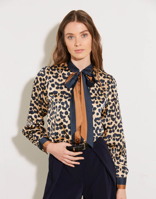 Leopard Tie Blouse