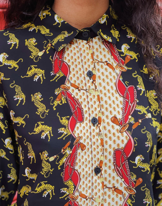 Tiger & Chain Satin Print Shirt