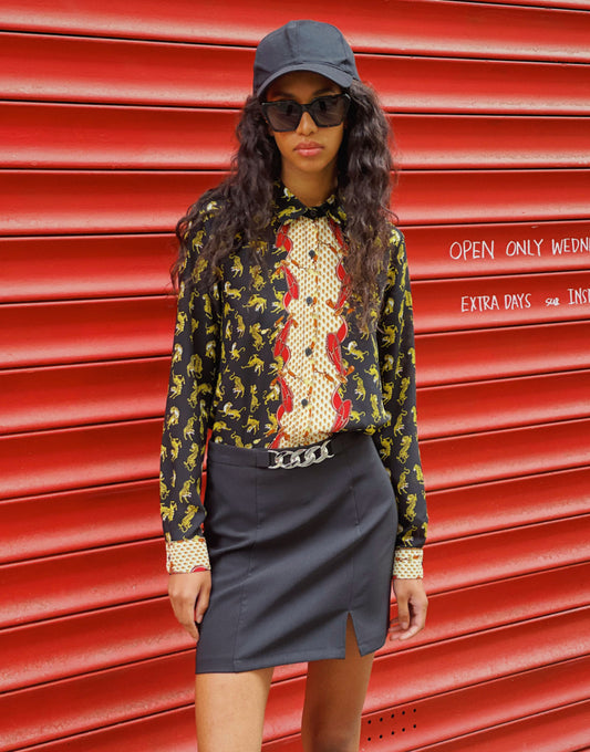 Tiger & Chain Satin Print Shirt