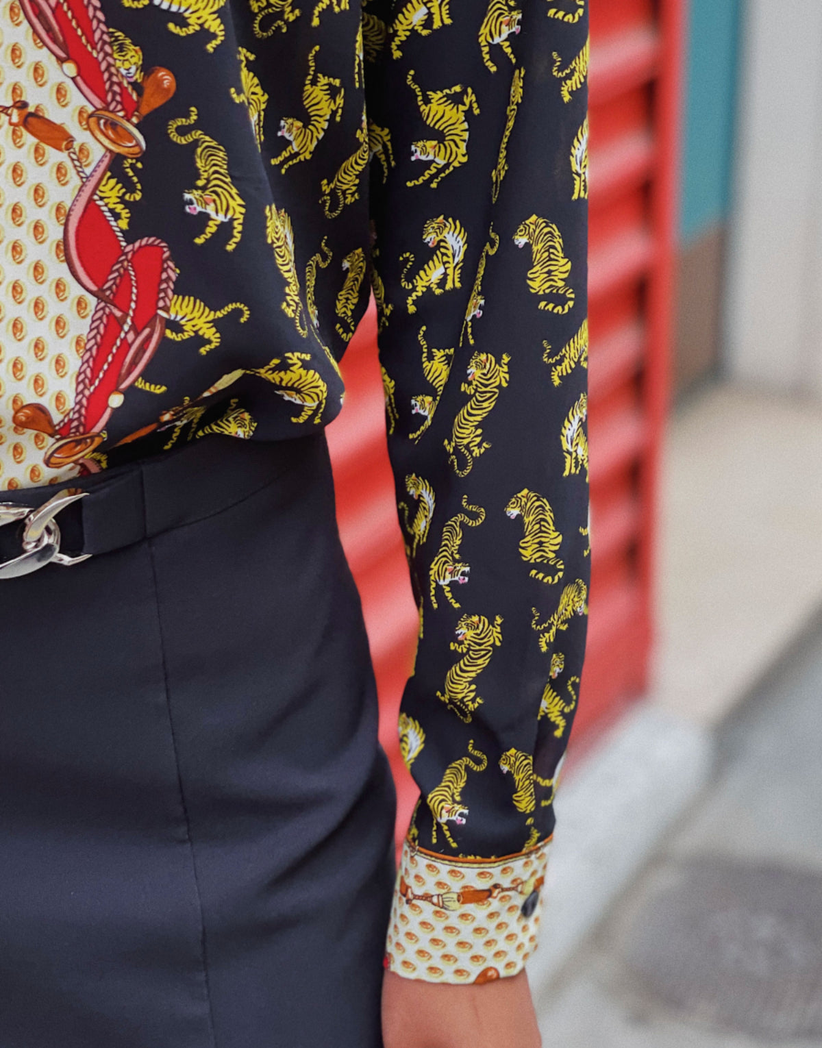 Tiger & Chain Satin Print Shirt