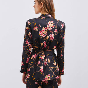 Midnight Blossom Belted Blazer