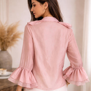 Satin Frill Front Blouse