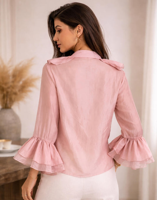 Satin Frill Front Blouse