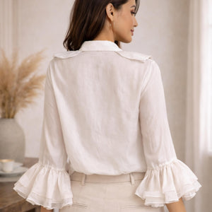 Satin Frill Front Blouse