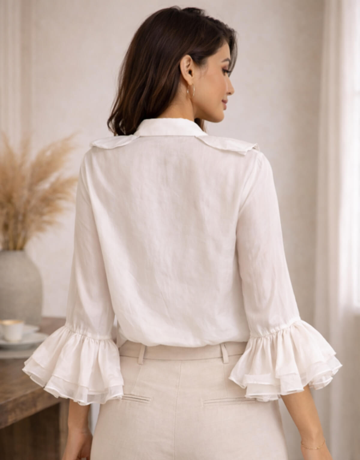 Satin Frill Front Blouse