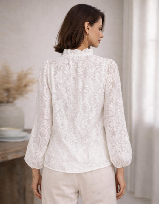Sheer Floral Lace Blouse