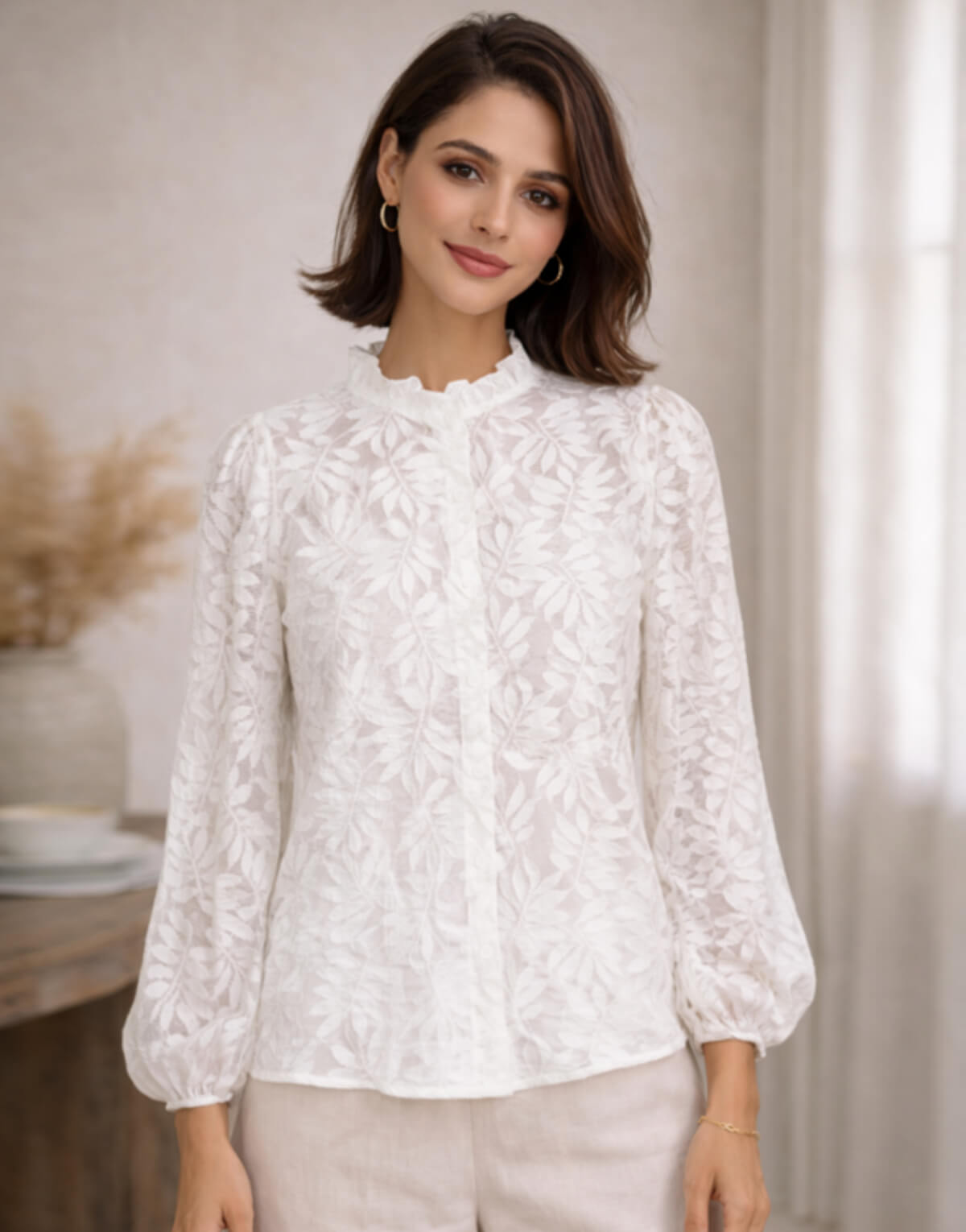 Sheer Floral Lace Blouse
