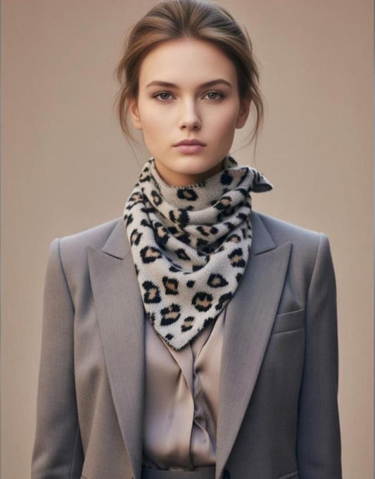 Soft Leopard Print Knit Scarf