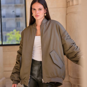 Reversible Khaki Leopard Bomber