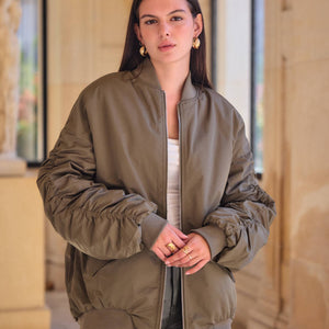 Reversible Khaki Leopard Bomber