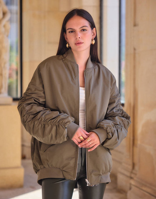 Reversible Khaki Leopard Bomber