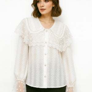 Embroidered Lace Yoke Blouse