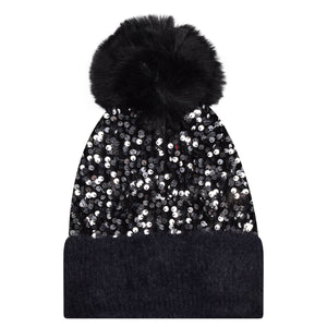 Sequin Pom Beanie
