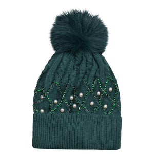 Pearl Pom Beanie