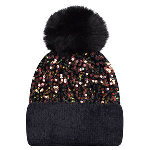 Sequin Pom Beanie