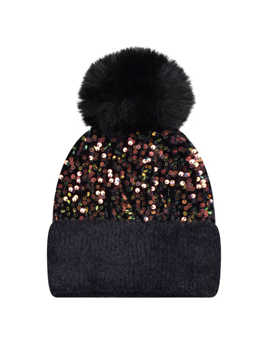 Sequin Pom Beanie