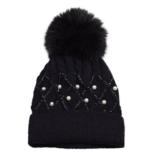Pearl Pom Beanie