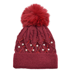 Pearl Pom Beanie