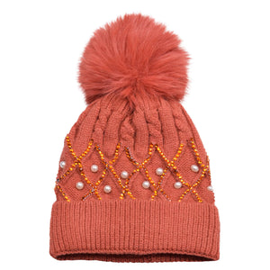 Pearl Pom Beanie