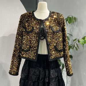 Gold Sequin Cropped Jacket
