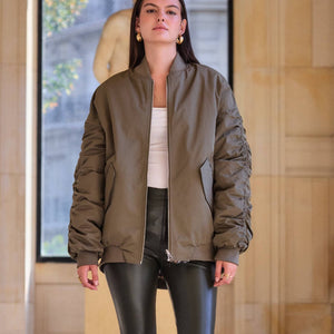 Reversible Khaki Leopard Bomber