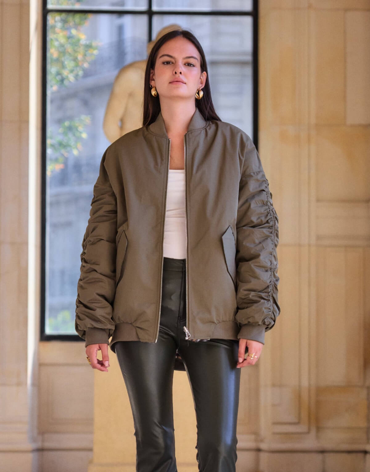 Reversible Khaki Leopard Bomber