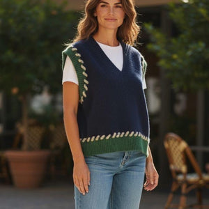 Rainbow Stitch Knit Vest