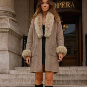 Faux Fur Trim Longline Cardigan