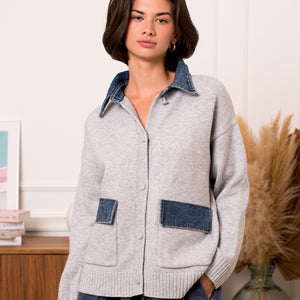 Denim Pocket Cardigan