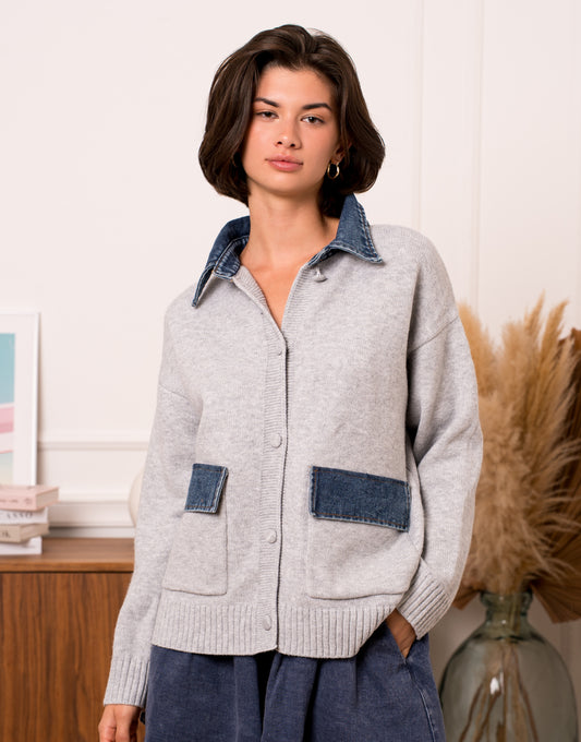 Denim Pocket Cardigan