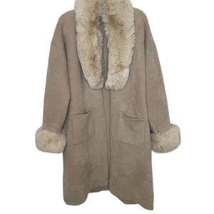 Faux Fur Trim Longline Cardigan