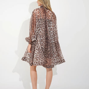 Leopard Billow Dress with Bow