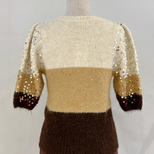 Knitted Sequin Striped Jumper