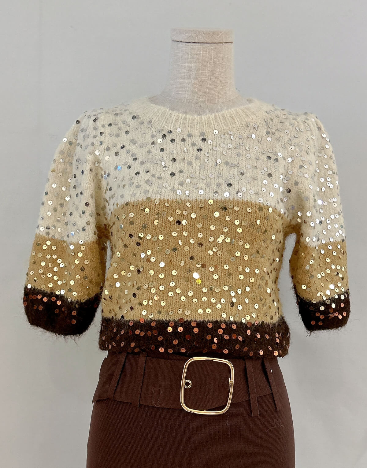Knitted Sequin Striped Jumper