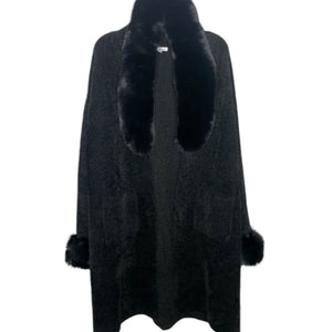 Faux Fur Trim Longline Cardigan