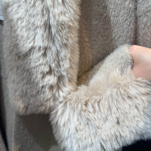 Faux Fur Trim Longline Cardigan