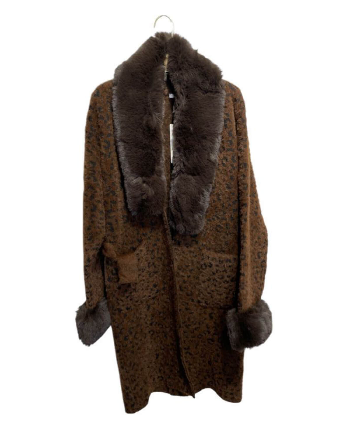 Faux Fur Trim Longline Cardigan