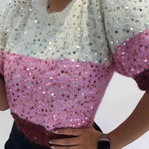Knitted Sequin Striped Jumper