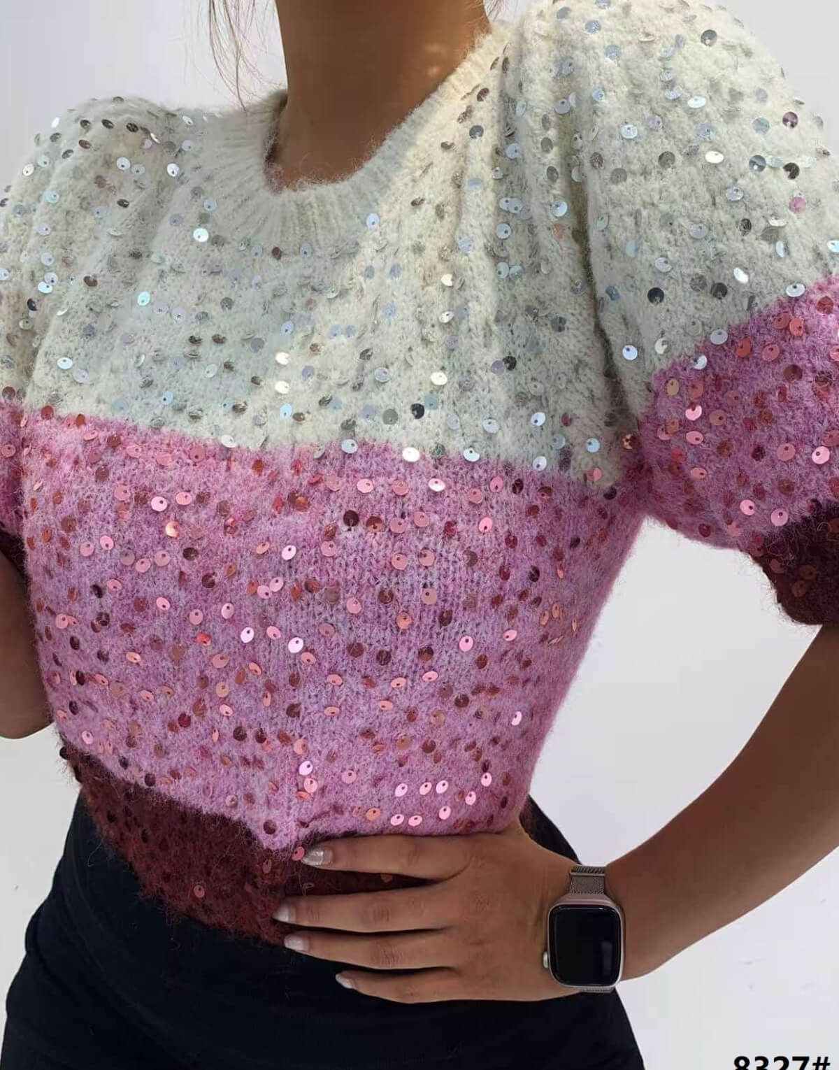 Knitted Sequin Striped Jumper