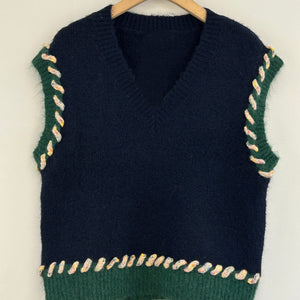 Rainbow Stitch Knit Vest