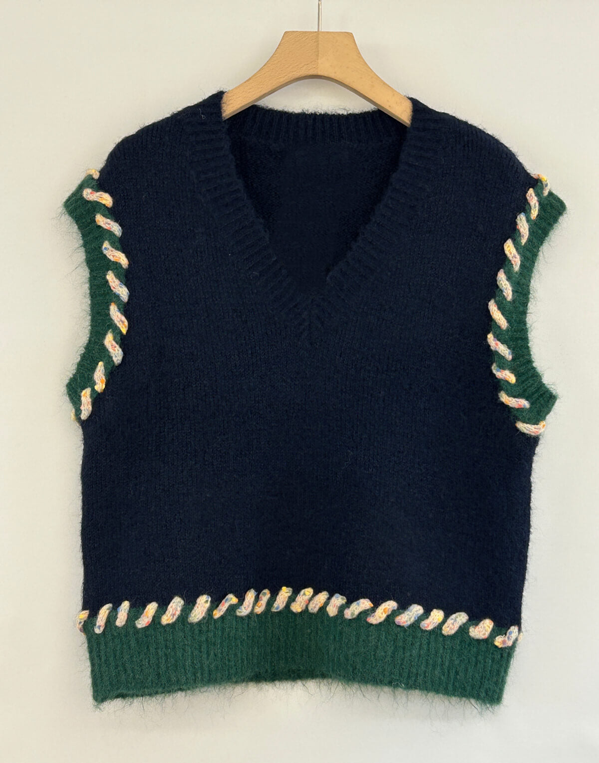Rainbow Stitch Knit Vest