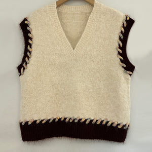 Rainbow Stitch Knit Vest
