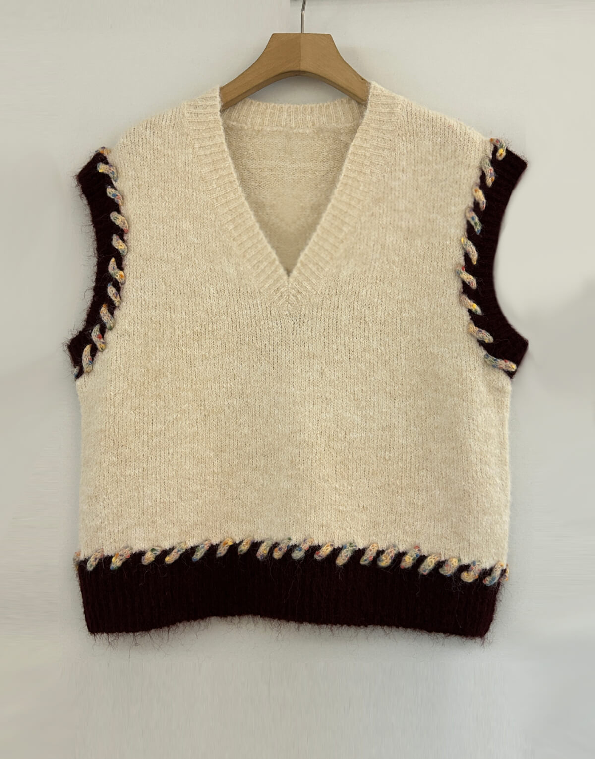 Rainbow Stitch Knit Vest