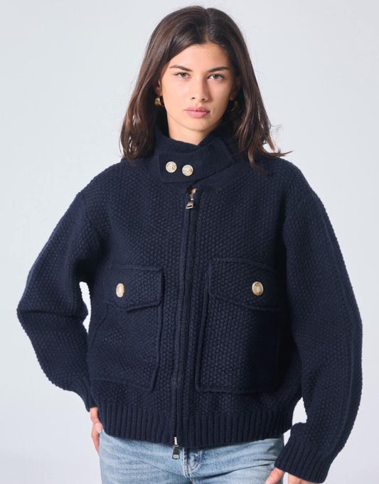 Pocketed Waffle Knit Cardigan