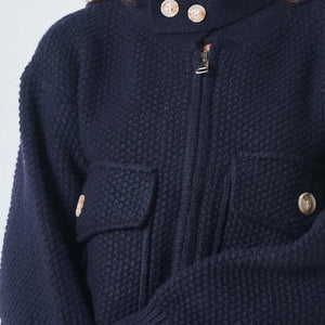 Pocketed Waffle Knit Cardigan