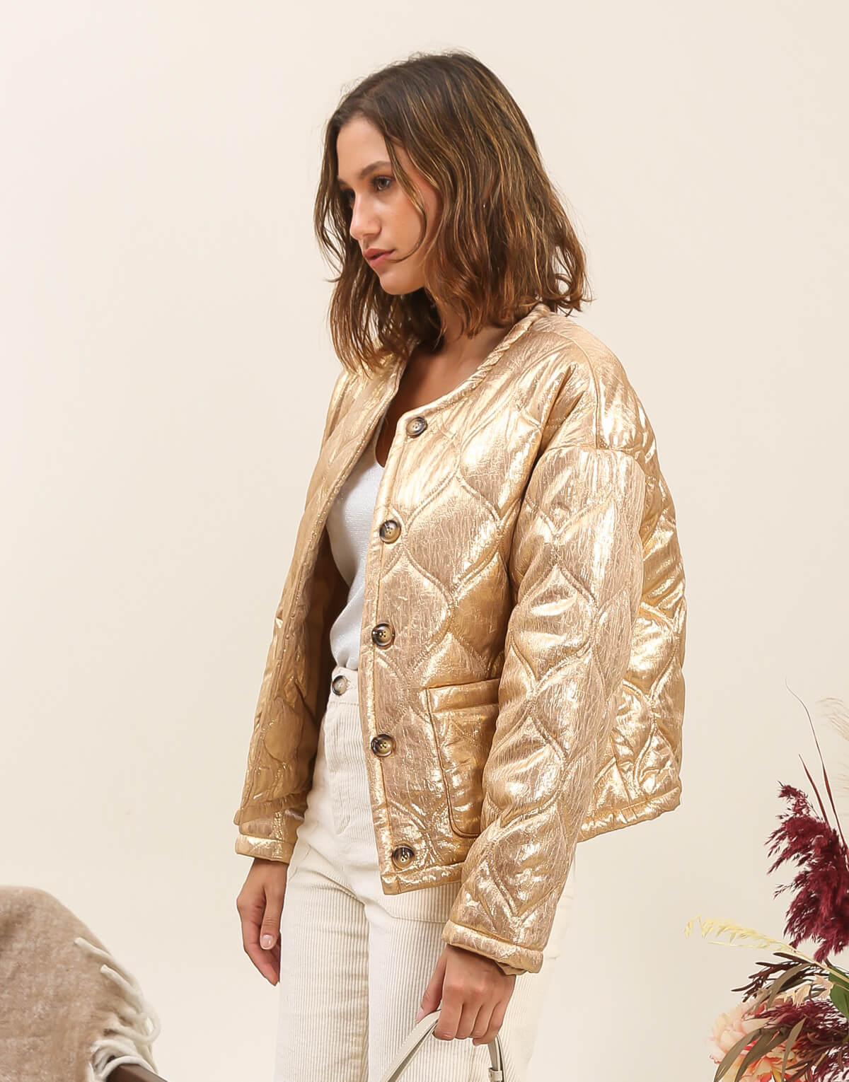 Metallic Quilted Jacket